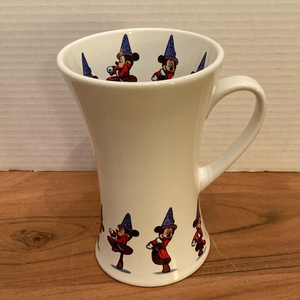 Disney Tall 6” White Mug with Red and Blue Sorcerer Mickey Accents - Picture 4 of 9